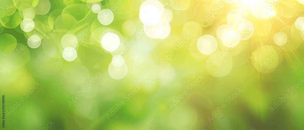 Luminous Green Bokeh: Abstract Background with Soft Light Circles Luminous Green Bokeh: Abstract Background with Soft Light Circles