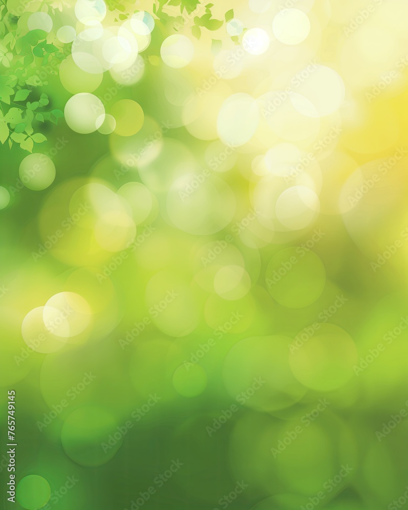 Luminous Green Bokeh: Abstract Background with Soft Light Circles Luminous Green Bokeh: Abstract Background with Soft Light Circles