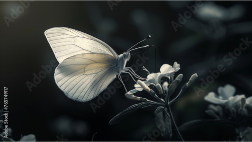 White butterfly with flowers