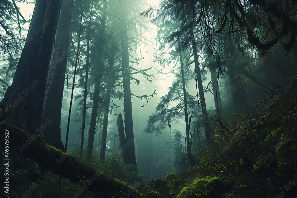 foggy forest in the morning