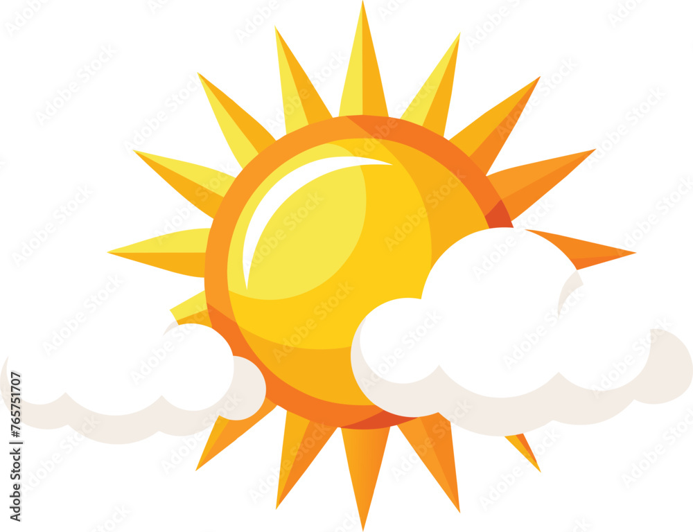 sun and clouds vector illustration, Cute 3d cartoon weather icon Stock ...