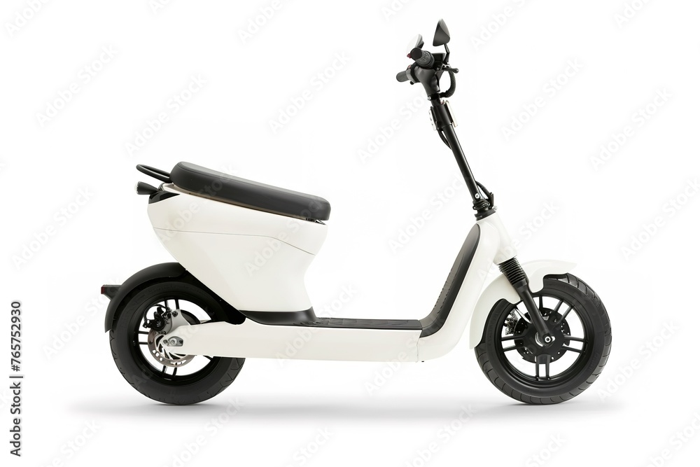 Fototapeta premium Modern white electric scooter isolated on a white background.