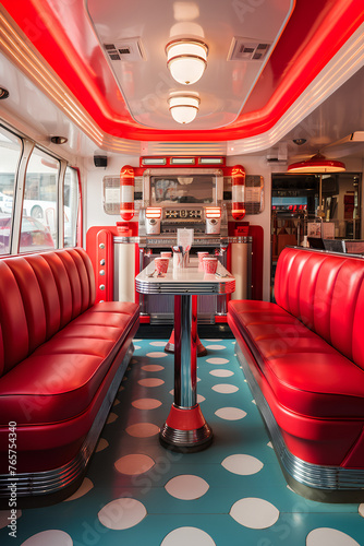 Capturing Timeless Nostalgia  Retro 1950 s Diner Interior Showcased