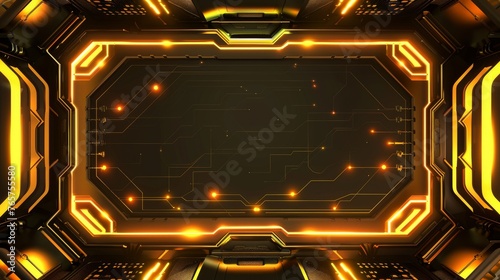 Golden and Topaz Yellow Style Vector Illustration Border Banner Art Background with Empty Copy Space created with Generative AI Technology
