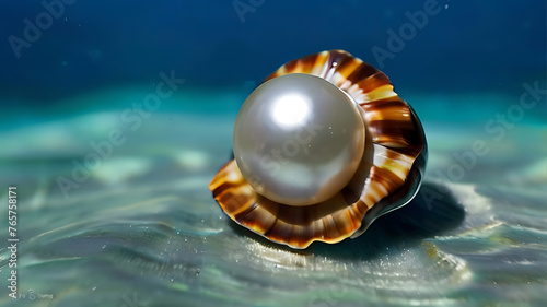 shell on blue background