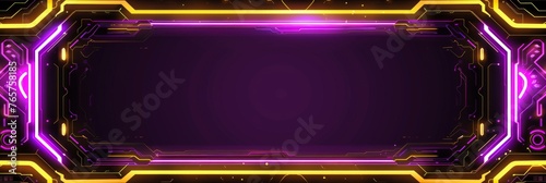 Abstract Future Digital Violet, Neon Yellow and Black Style Vector Illustration Border Banner Art Background with Empty Copy Space created with Generative AI Technology