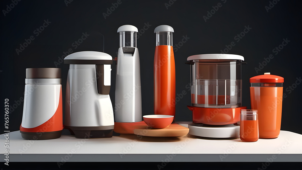 Kitchen products and storage containers on the table Kitchen products and storage containers on the table