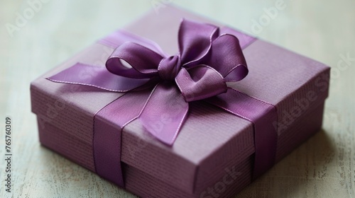 Close Up of Purple Wrapped Present
