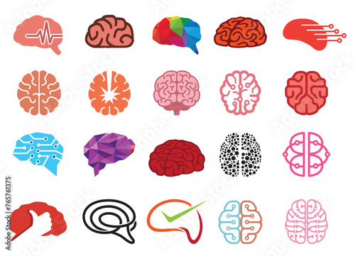 Creative Human Brains Collection Logo Vector Icons Symbol Design Illustration	
 photo