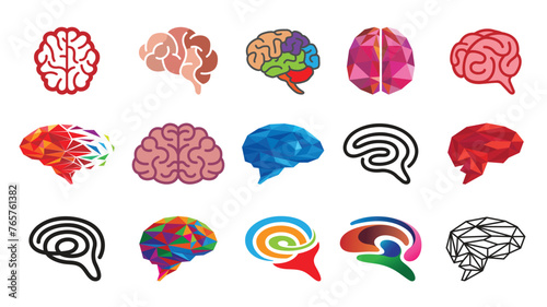 Creative Human Brains Collection Logo Vector Icons Symbol Design Illustration	
