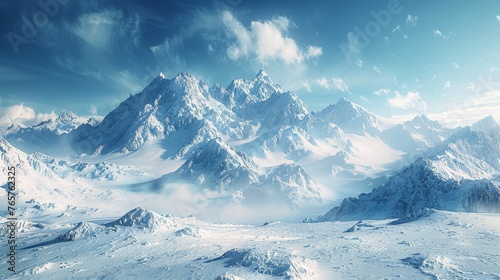 Snow Covered Mountain Range Under Cloudy Sky