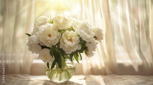 White Flowers Vase on Table
