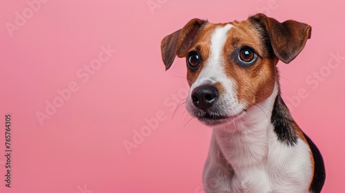 Jack Russell Terrier on a pink background   © Ilya
