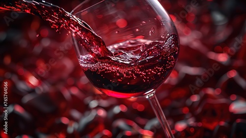 Red wine is poured into a glass 