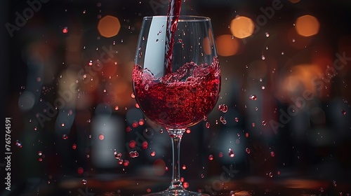 Red wine is poured into a glass 