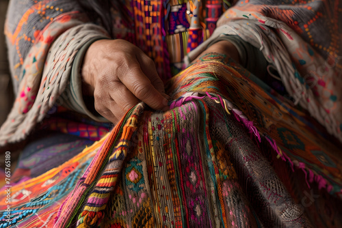 he intricate patterns and designs of a handwoven textile