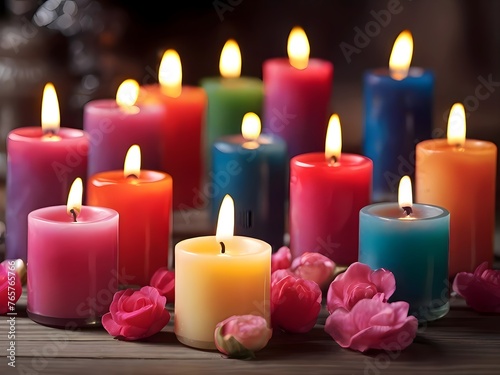 christmas candles and red rose romantic atmosphere with good smell 