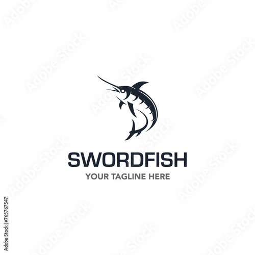  Swordfish  Logo isolated on white background. Design swordfish for logo, Simple and clean flat design of the swordfish logo template. Suitable for your design need, logo, illustration, animation.