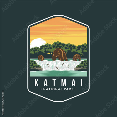 Katmai National Park Emblem patch logo illustration photo