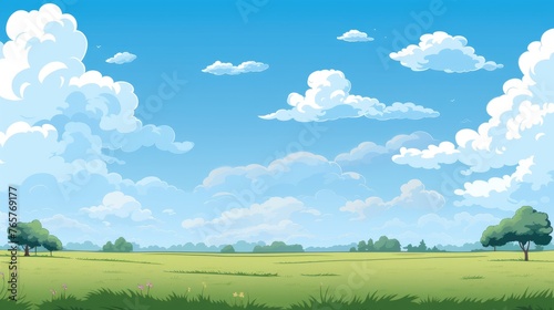 Illustration of a road in a field with mountain and clouds. A mountain with road and blue sky. mountain Landscape with Blue Sky. landscape with mountains with blue sky clouds wallpaper.