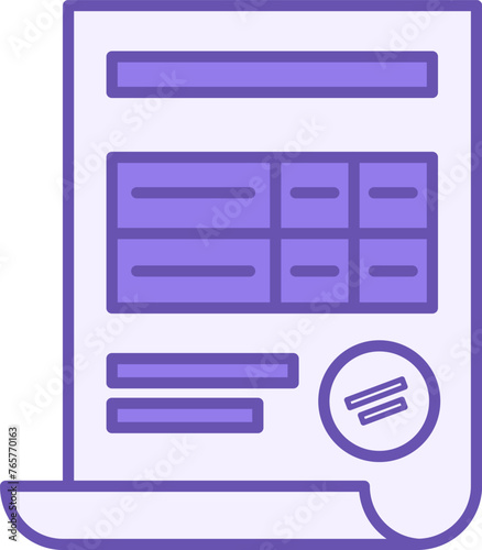 Colored Invoice Icon. Vector Icon of Invoice for Services Rendered. Payment and Billing Accounts, Signature of Business or Financial Transactions. Accounting Concept