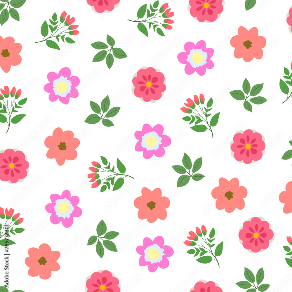 Fototapeta premium Flower plant seamless pattern, ornament for beautiful design.