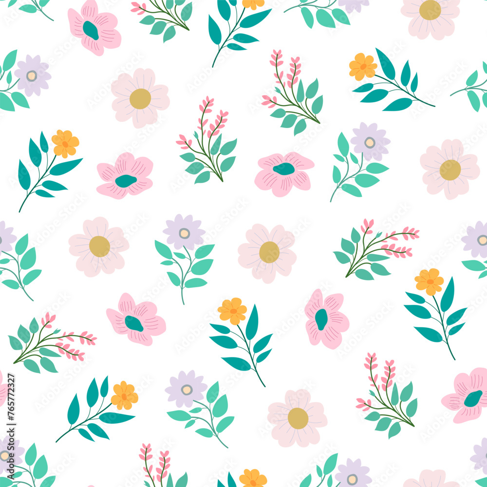Fototapeta premium Flower plant seamless pattern, ornament for beautiful design.