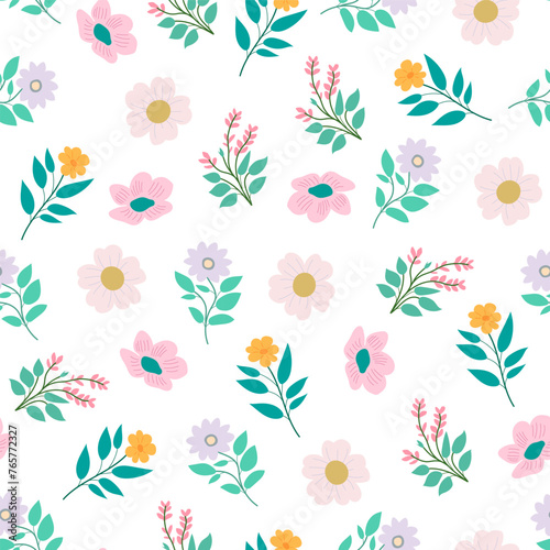 Flower plant seamless pattern, ornament for beautiful design.