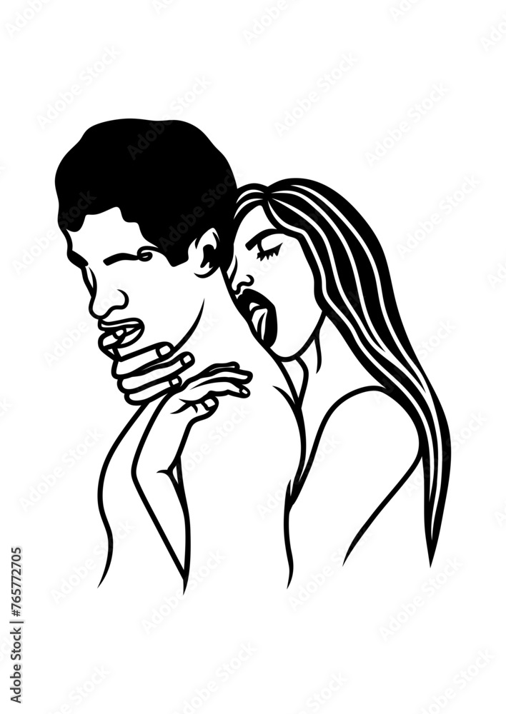 Erotic Line Art Print, Nude Line Drawing, abstract erotic art, couple making love, sexy bedroom art