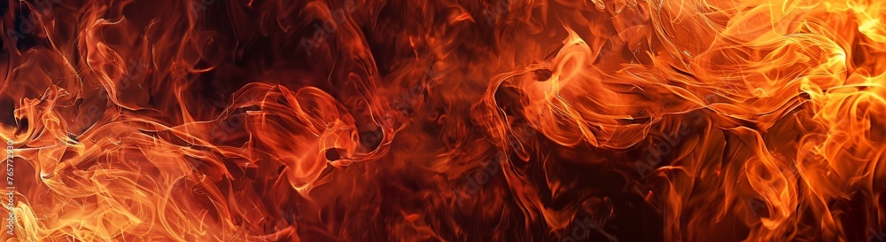 Fototapeta premium Fire flames on black background