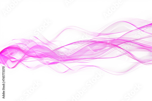 Pink Neon Motion isolated on white background. Pink light trail wave effect. Pink glowing line effect