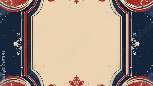 Retro Vintage Old American 18th and 19th Century Style Vector Illustration Border Banner Art Background with Empty Copy Space created with Generative AI Technology photo