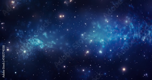 Abstract beautifull background with glowing particles and glitter on dark blue background  glittering dust or sparkles in the air. 