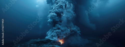 Underwater Volcanic Eruption Creating Ash Cloud photo