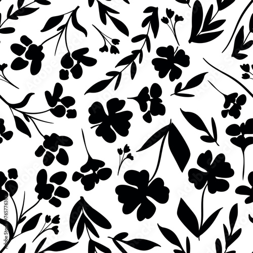 Hand Drawn Flowers background print for textile. The drawn flowers beautiful illustration for the fabric. Design ornament pattern seamless. Vector