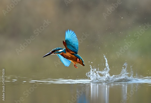 A Kingfisher in flight over water © Simon Edge