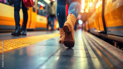 Urban Journey: Commuters on Platform