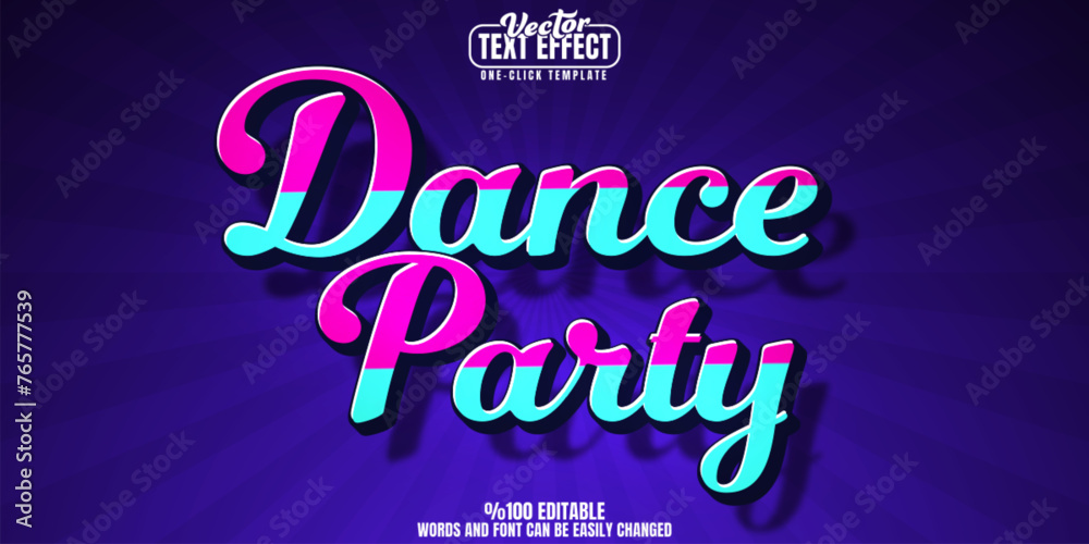 Dance party editable text effect, customizable party and club 3D font style