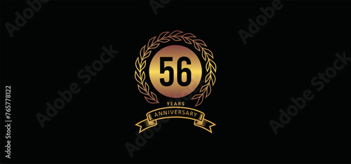 56st anniversary logo with gold, and black background photo