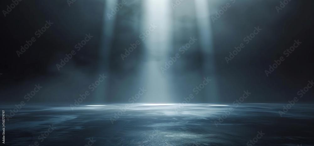 Abstract dark background with spotlight beam shining down for mystery and fantasy concept