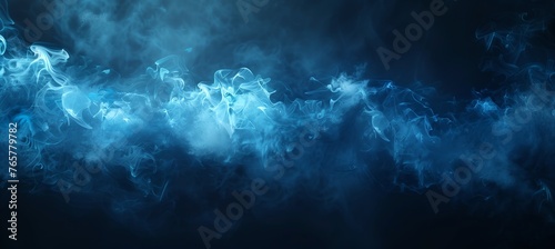 Abstract dark background with blue light, smoke and fog, fantasy glowing in the dark