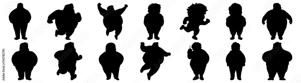 Fat people silhouette set vector design big pack of illustration and icon Fat people silhouette set vector design big pack of illustration and icon