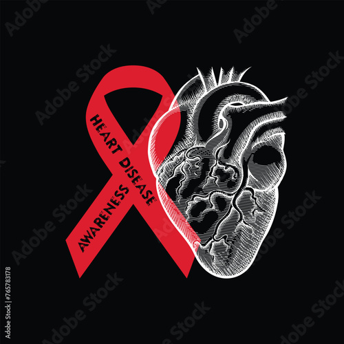 Heart Disease illustrations with patches for t-shirts and other uses