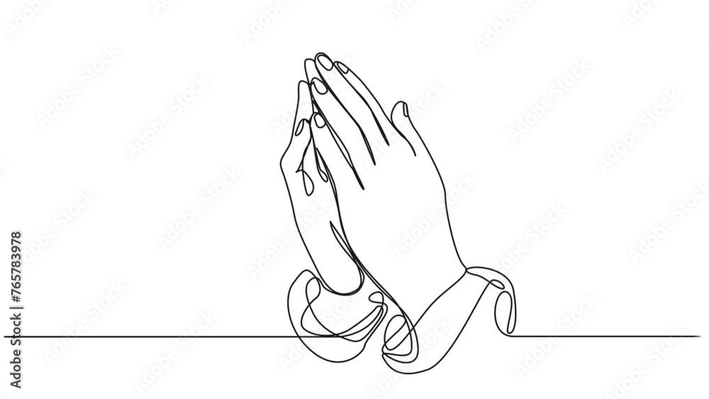 animated continuous single line drawing of hands clasped in prayer ...
