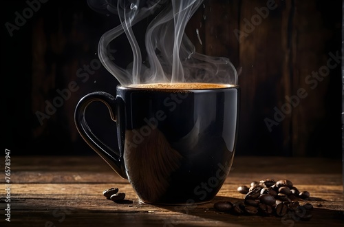 cup of hot coffee with smoke