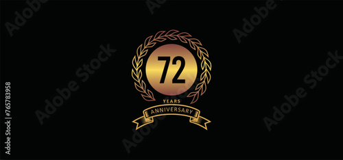 72st anniversary logo with gold, and black background