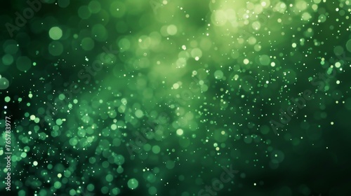 Abstract blurry glittering green particles 