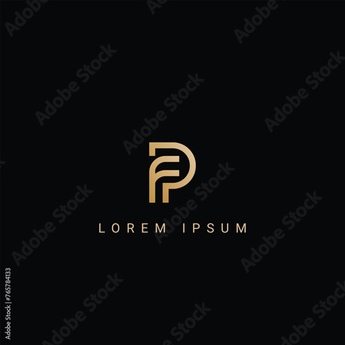 Minimal creative initial based FP logo and PF logo. Letter FP PF creative elegant monogram white color on black background photo