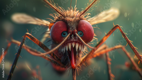strange insect macro photo Mosquito, carrier of dengue fever, Zika virus © Katrin_Primak