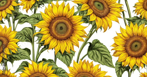 Sunflowers on a white background.